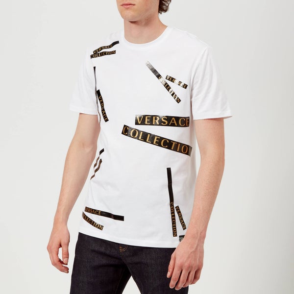 Versace Collection Men's Tape Detail T-Shirt - Bianco