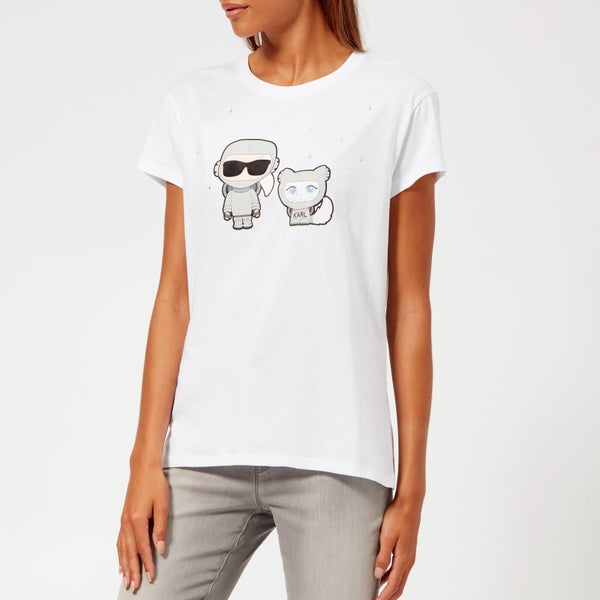Karl Lagerfeld Women's Space Karl and Choupette T-Shirt - White