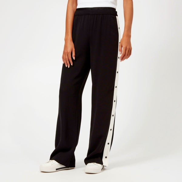 Karl Lagerfeld Women's Wide Leg Logo Sweatpants - Black