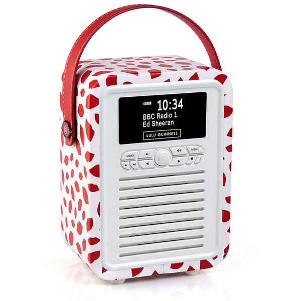 VQ Retro Mini DAB & DAB+ Digital Radio with FM, Bluetooth and Alarm Clock - Lulu Guinness Red Lips