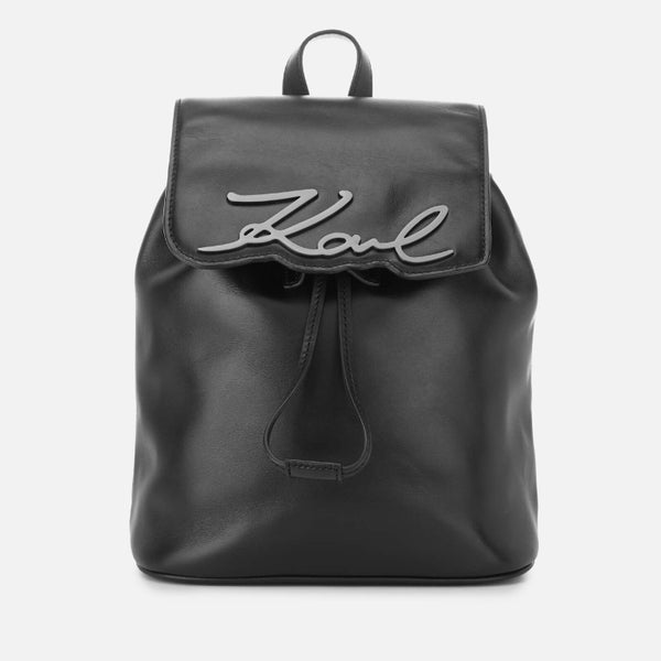 Karl Lagerfeld Women's Signature Backpack - Black Gunmetal