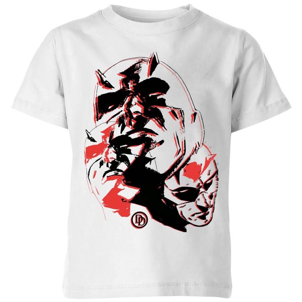 Marvel Knights Daredevil Layered Faces Kids' T-Shirt - White