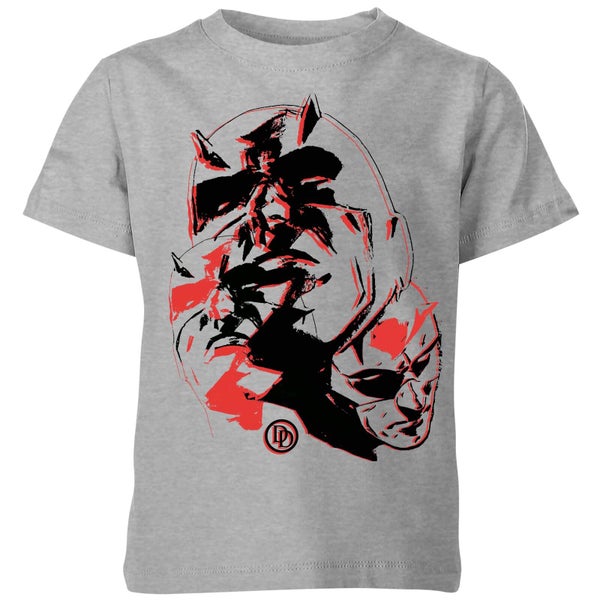 Marvel Knights Daredevil Layered Faces Kids' T-Shirt - Grey