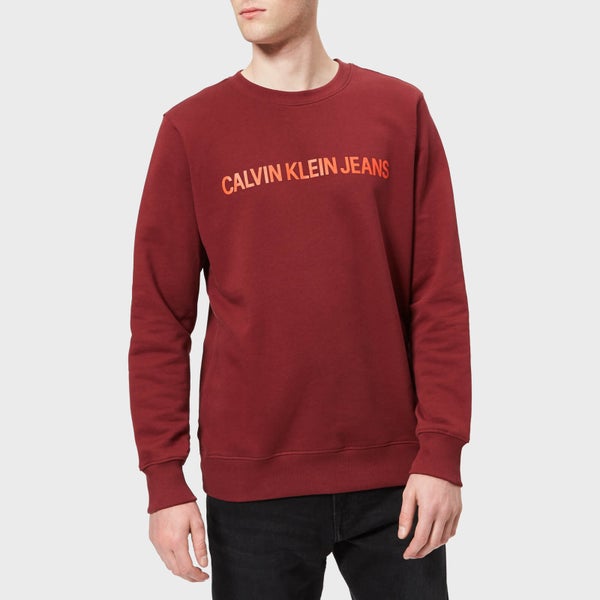 Calvin Klein Jeans Men's Institutional Logo Regular Crew Neck Sweatshirt - Tawny Port