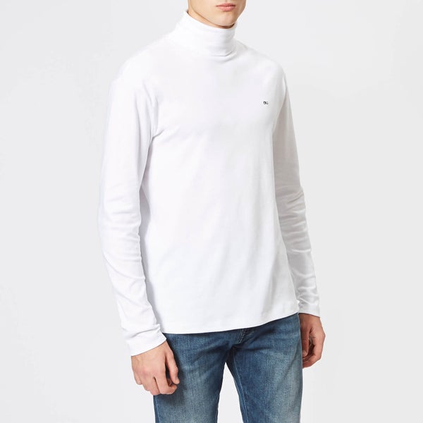 Calvin Klein Jeans Men's CKJ Logo Long Sleeve Regular Turtleneck T-Shirt - Bright White