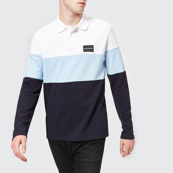 Calvin Klein Jeans Men's Long Sleeve Color Block Polo Shirt - Night Sky