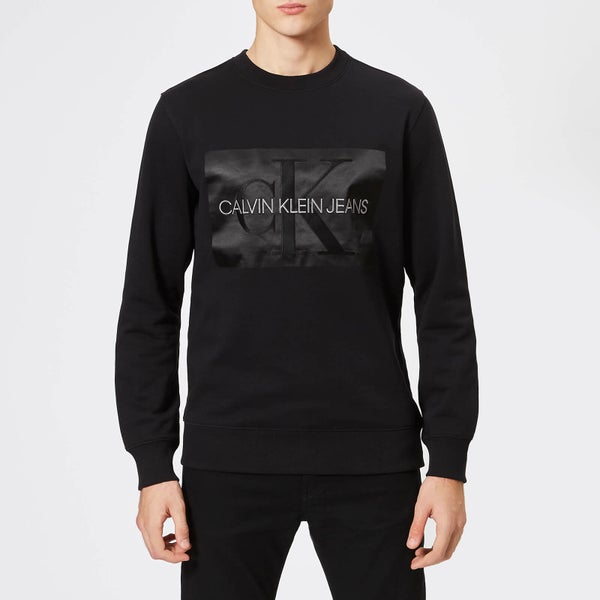 Calvin Klein Jeans Men's Outlined Monogram Regular Crew Neck Sweatshirt - CK Black