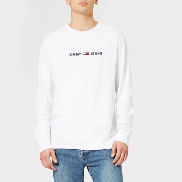 Tommy Jeans Men's TJM Small Text Long Sleeve T-Shirt - Classic White