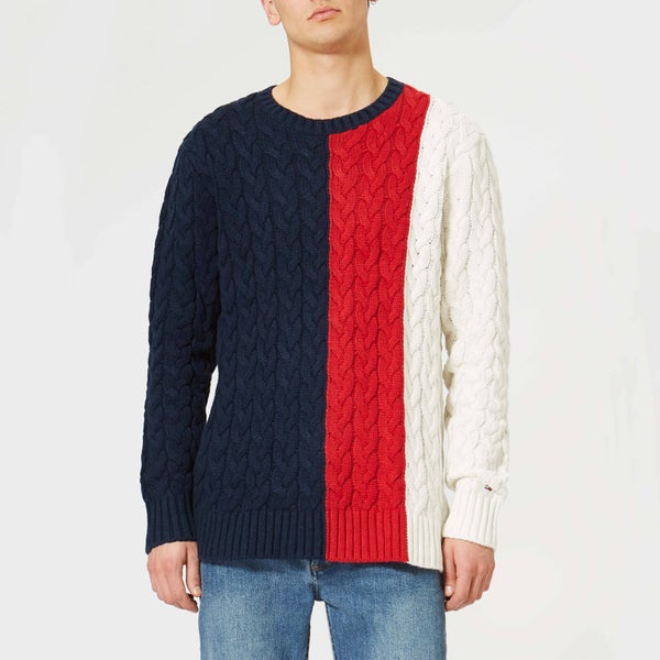 Tommy Jeans Men's TJM Colorblock Knit Sweater - Black Iris/Multi