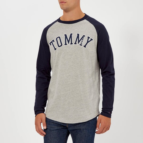 Tommy Jeans Men's TJM Raglan Baseball Long Sleeve T-Shirt - Black Iris/Light Grey Heather
