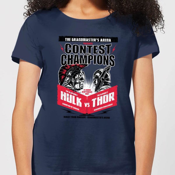 T-Shirt Femme Marvel - Thor Ragnarok - Affiche Champions - Bleu Marine