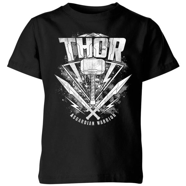 T-Shirt Enfant Marvel - Thor Ragnarok - Logo du Marteau de Thor - Noir