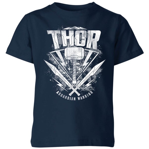 T-Shirt Enfant Marvel - Thor Ragnarok - Logo du Marteau de Thor - Bleu Marine