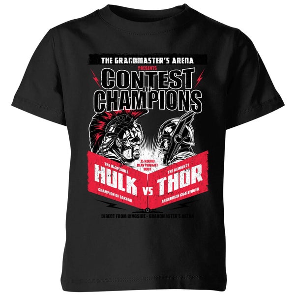 T-Shirt Enfant Marvel - Thor Ragnarok - Affiche Champions - Noir