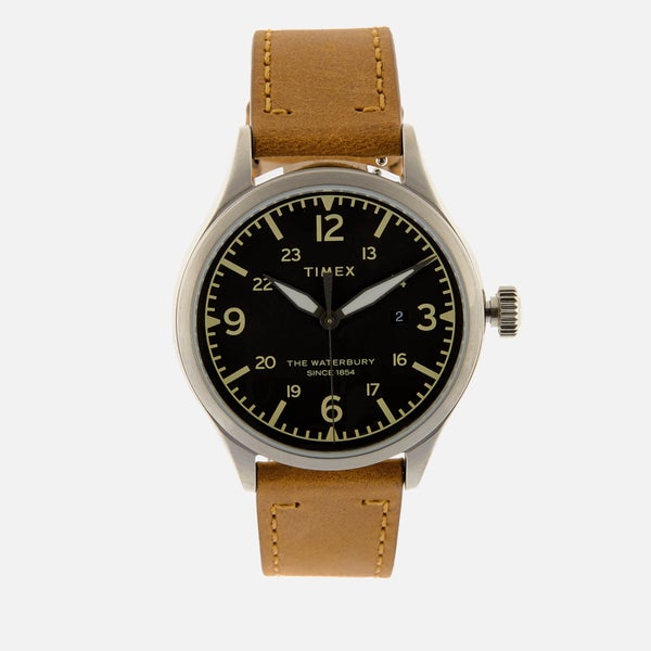 Timex Men's Waterbury Traditional Leather Strap Watch - Stainless Steel/Tan/Black