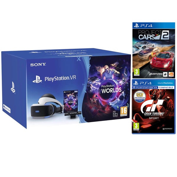 Sony Playstation VR Starter Kit including Playstation Worlds & Gran Turismo: Sport & Project Cars 2