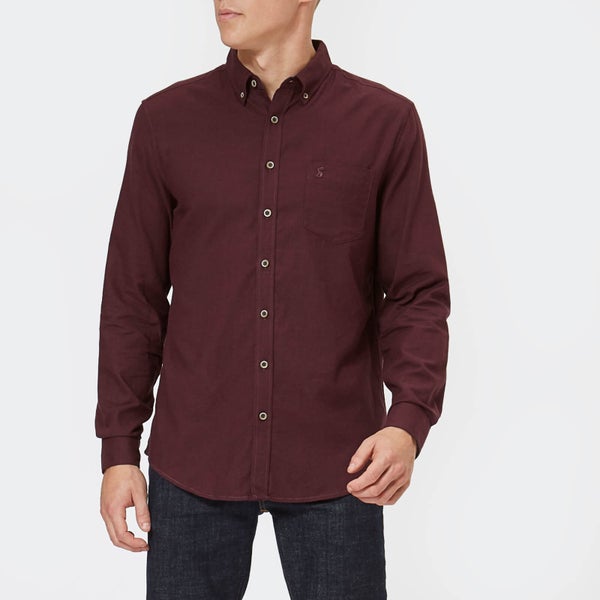 Joules Men's Flannel Classic Fit Plain Shirt - Cabernet