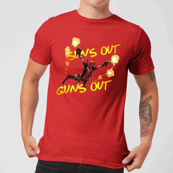 T-Shirt Homme Deadpool Suns Out Guns Out Marvel - Rouge