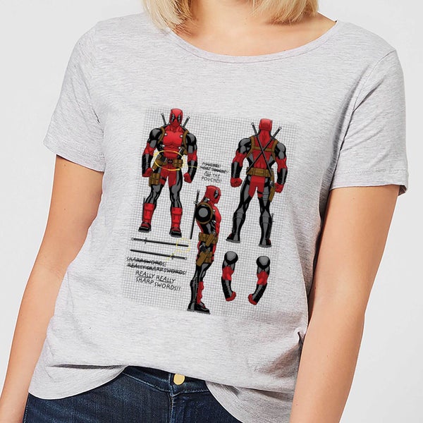 Marvel Deadpool Action Figure Plans Women's T-Shirt - Grey