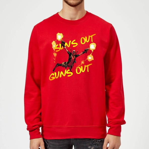 Sweat Homme Deadpool Suns Out Guns Out Marvel - Rouge