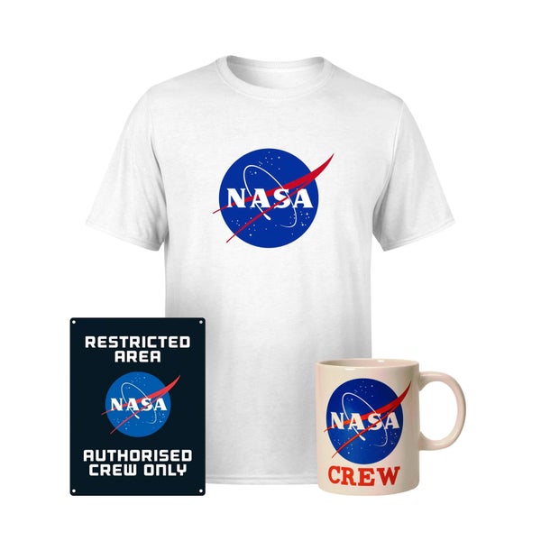 NASA Paket: T-Shirt, Tasse & Blechschild