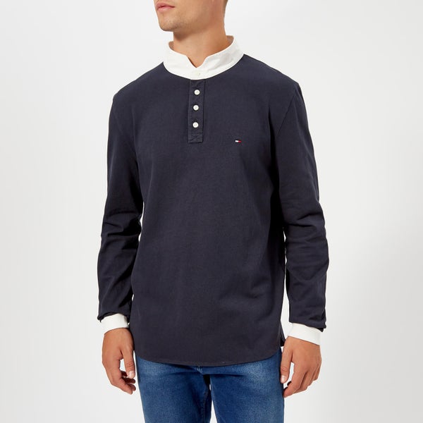 Tommy Hilfiger Men's Relaxed Back Logo Rugby Shirt - Sky Captain