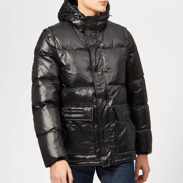 Tommy Hilfiger Men's Shiny Hooded Down Bomber Jacket - Jet Black