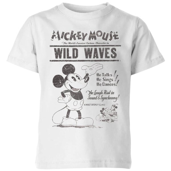 T-Shirt Enfant Disney Mickey Mouse Affiche Vintage - Blanc