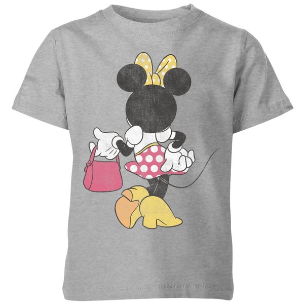 T-Shirt Enfant Disney Minnie Mouse Pose de Dos - Gris