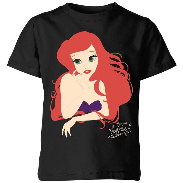 Disney Princess Colour Silhouette Ariel Kids' T-Shirt - Black