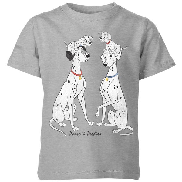 T-Shirt Enfant Disney Pongo et Perdita 101 Dalmatiens - Gris