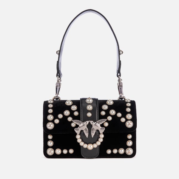 Pinko Women's Mini Love Velvet Pearls Bag - Black