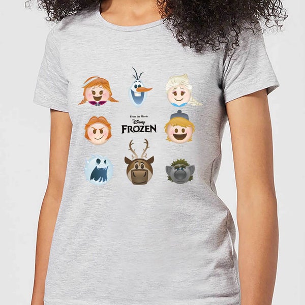 Frozen Emoji Heads Dames T-shirt - Grijs