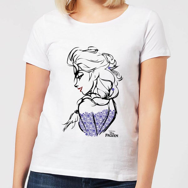 T-Shirt Femme La Reine des Neiges - Croquis Elsa - Blanc
