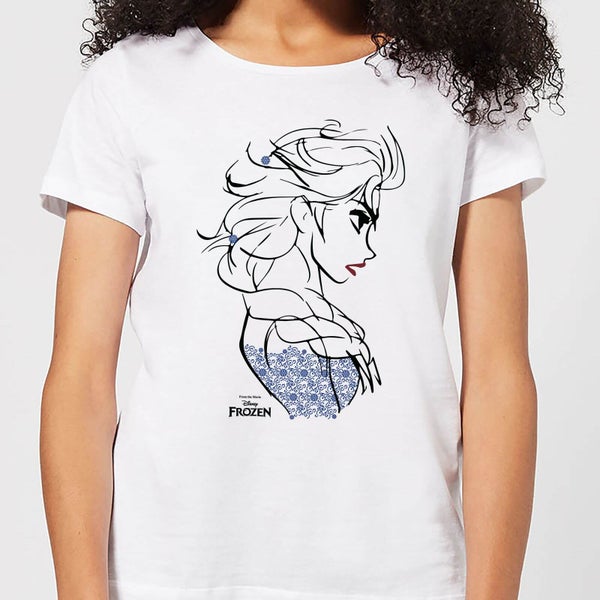 T-Shirt Femme La Reine des Neiges - Croquis Elsa Bleu - Blanc