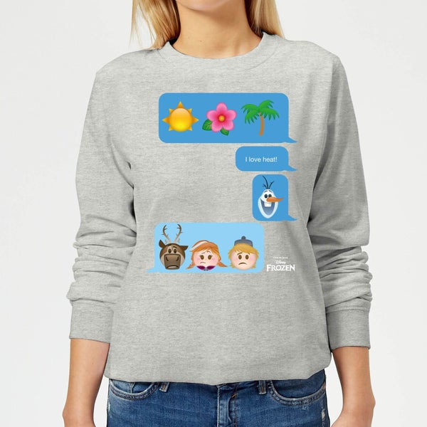 Disney Frozen I Love Heat Emoji Women's Sweatshirt - Grey