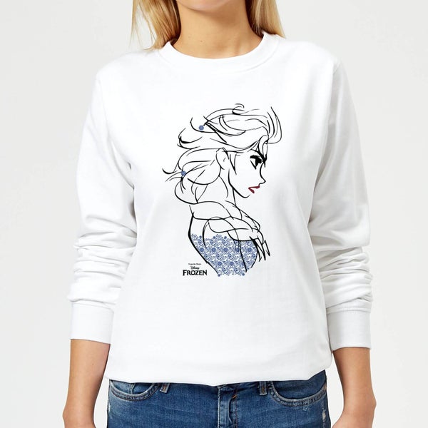 Die Eiskönigin Elsa Sketch Strong Damen Pullover - Weiß
