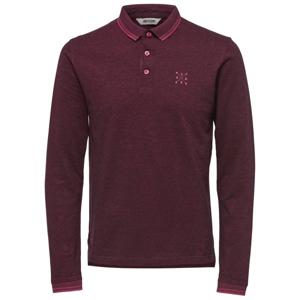 Only & Sons Men's Stan Long Sleeve Polo Shirt - Maroon