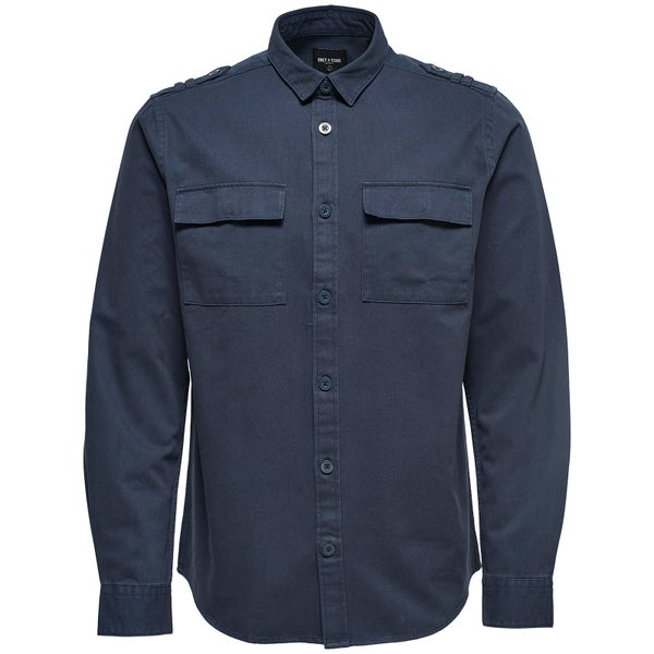 Only & Sons Men's Klaus Long Sleeve Heavy Utility Shirt - Blue Nights