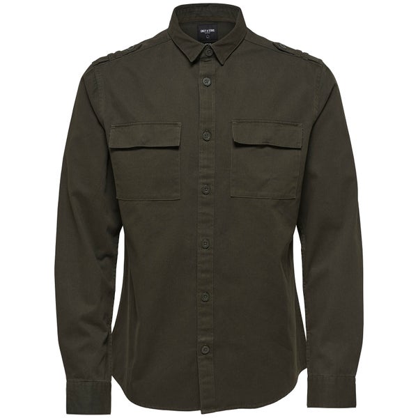 Only & Sons Men's Klaus Long Sleeve Heavy Utility Shirt - Forest Night