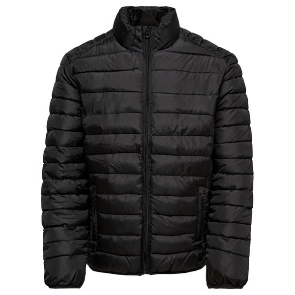 Only & Sons Men's Liner Puffer Stand Collar Jacket - Black