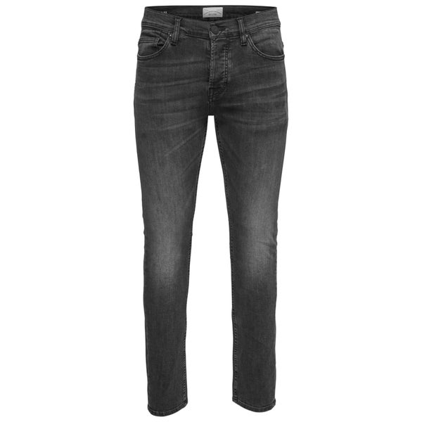 Only & Sons Men's Loom 0447 Slim Fit Jeans - Washed Black Denim