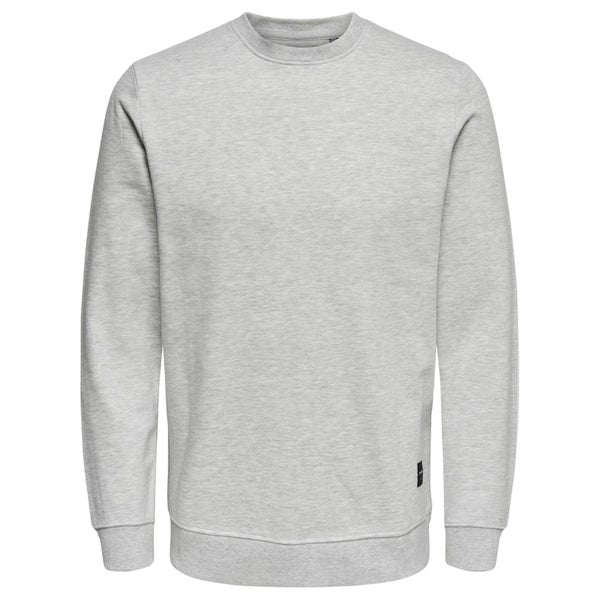 Only & Sons Men's Basic Crew Neck Sweatshirt - Light Grey Marl
