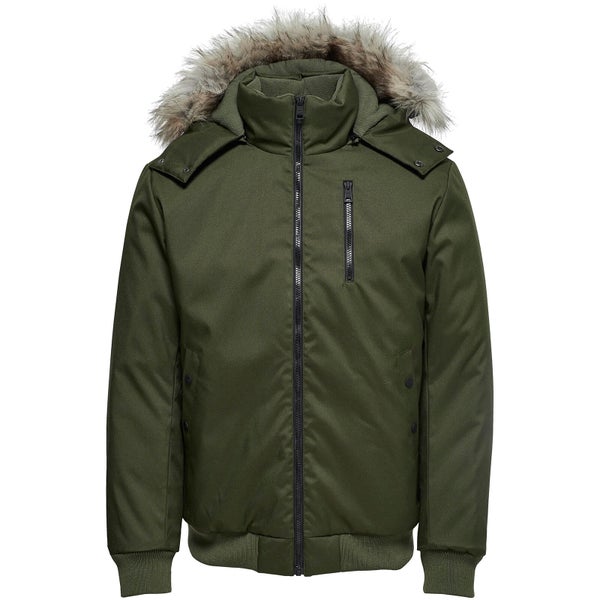 Only & Sons Men's Stanny Padded Bomber Jacket - Forest Green