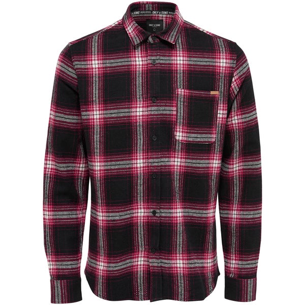 Only & Sons Men's Oconnor Heavy Brushed Check Shirt - Haute Red