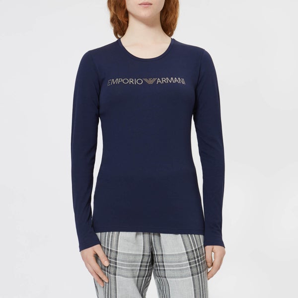 Emporio Armani Women's Basic Cotton Long Sleeve T-Shirt - Deep Blue
