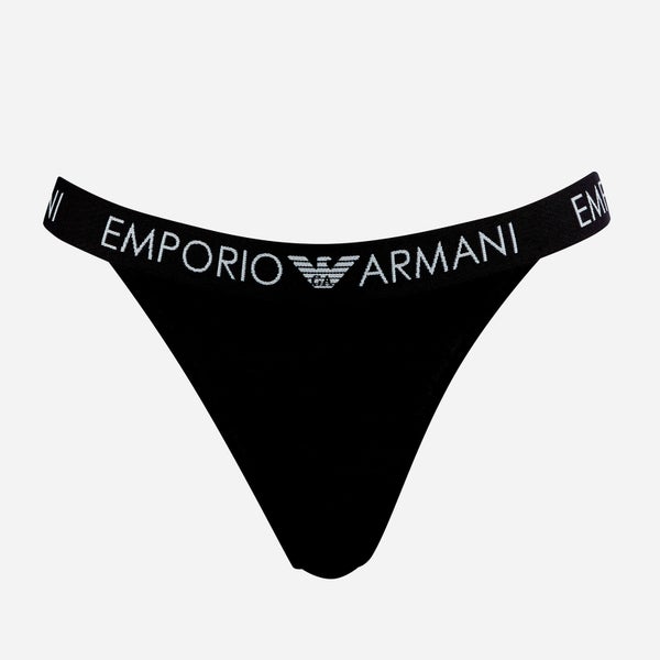 Emporio Armani Women's Iconic Logoband Thong - Black