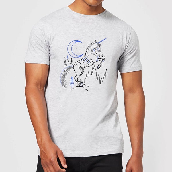 Harry Potter Unicorn Line Art Men's T-Shirt - Grey