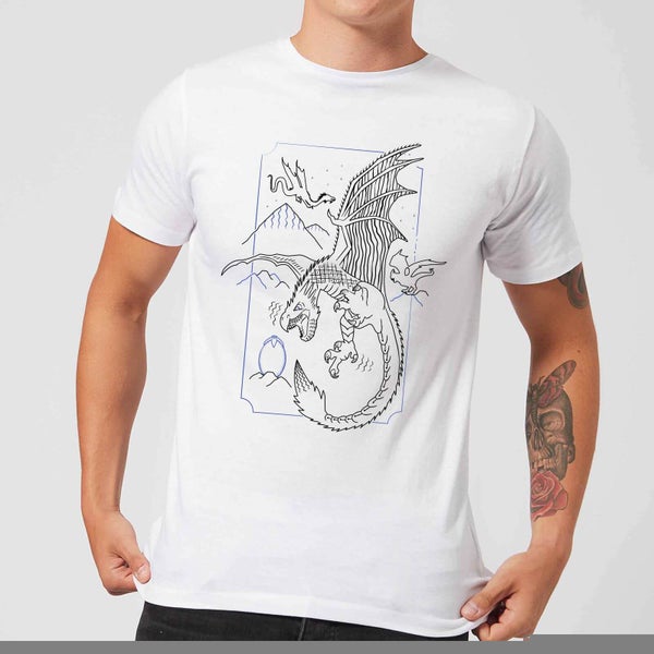 Harry Potter Dragon Line Art Men's T-Shirt - White
