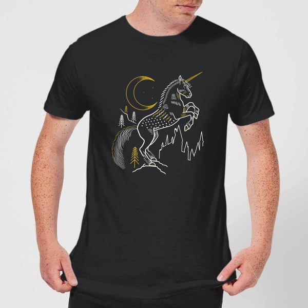 Harry Potter Unicorn Line Art Herren T-Shirt - Schwarz